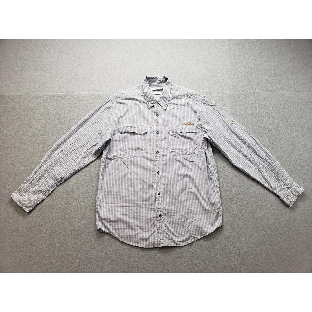 ExOfficio Insect Shield Shirt Mens Large Blue Check Long Sleeve Hiking Travel